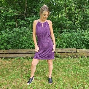 BANANA Republic Dress Womens Sz Small Keyhole Tie Waist Halter Geo Print EUC